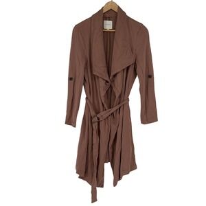 Thread & Supply Drape Front Waterfall Belted Jacket‎ Cardigan Brown Size S